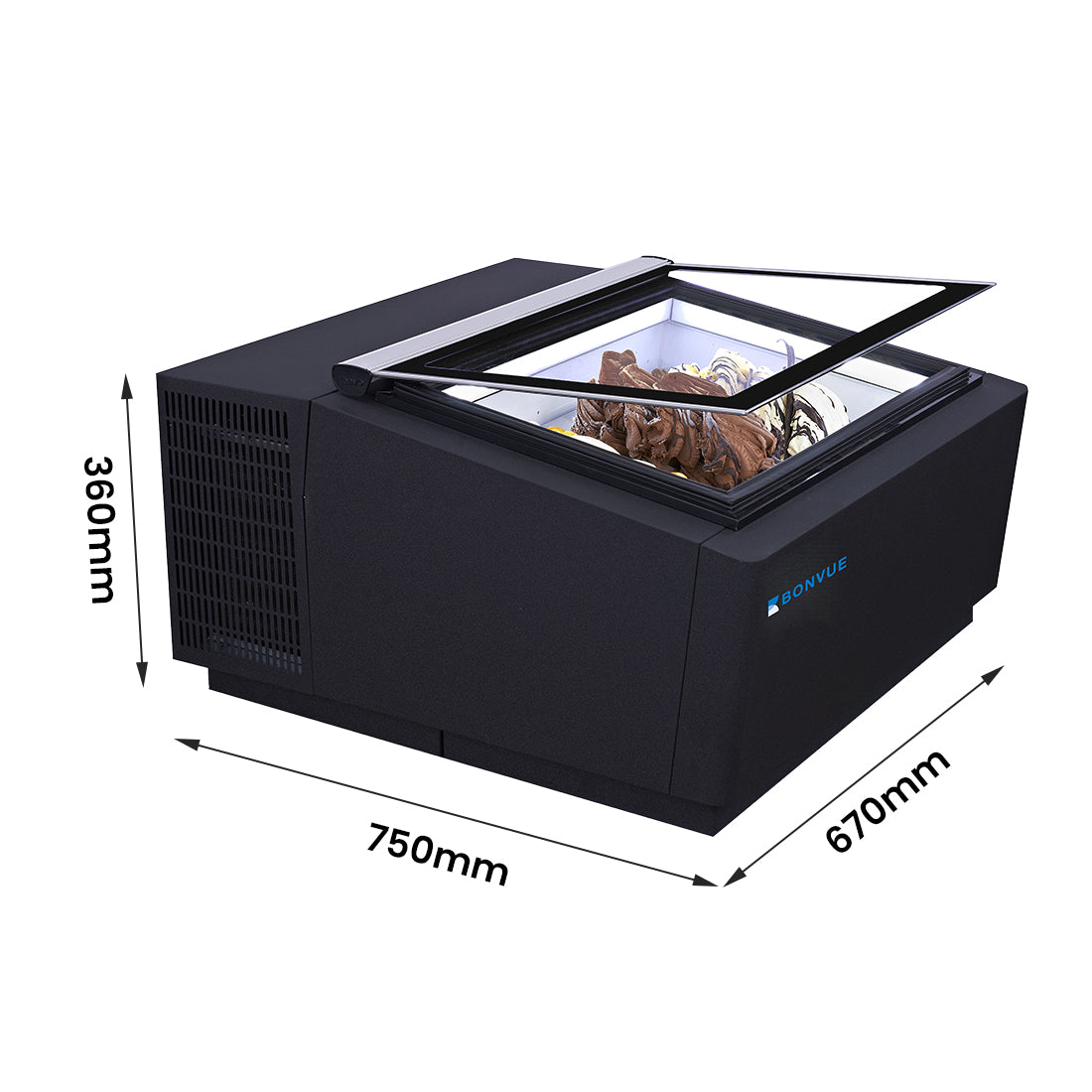 Bonvue Bench Top Gelato / Ice cream Display Showcase – CGD-03B