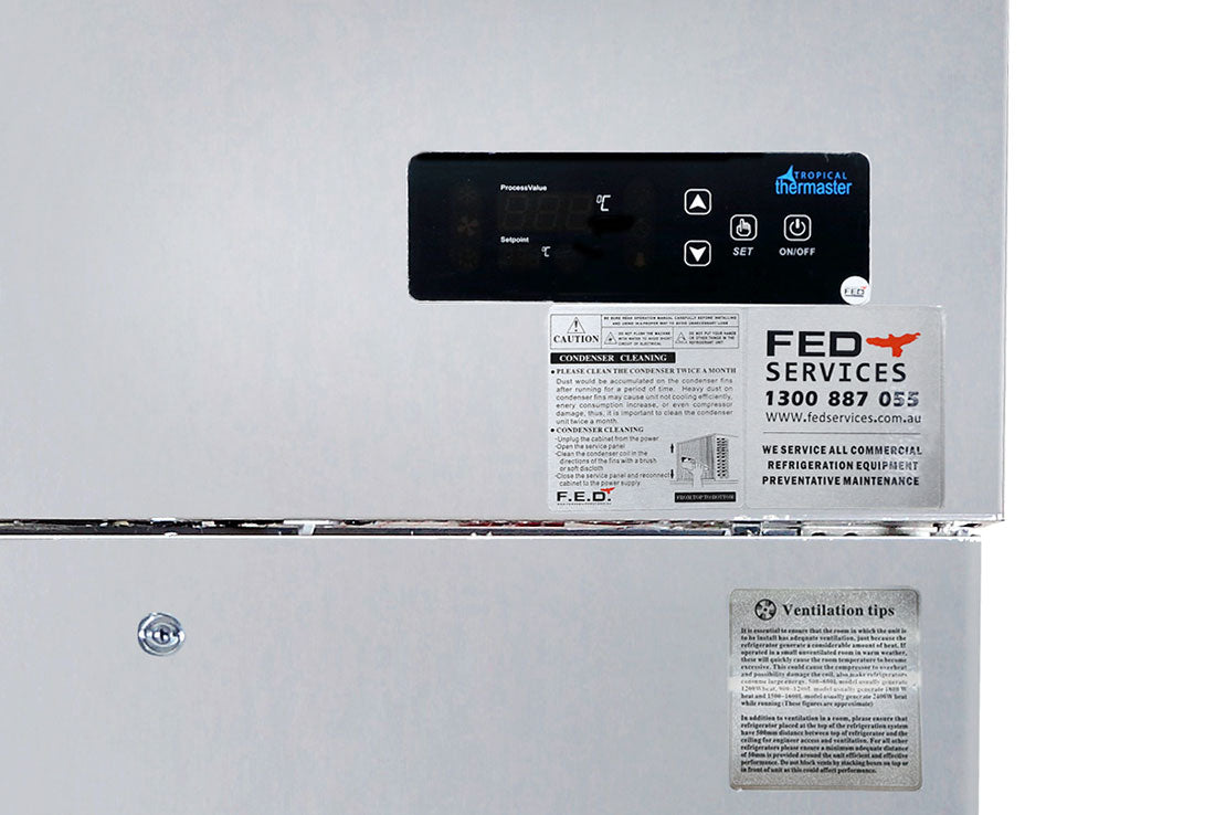 TROPICAL Thermaster 2 x Half door SS Fridge – SUC500