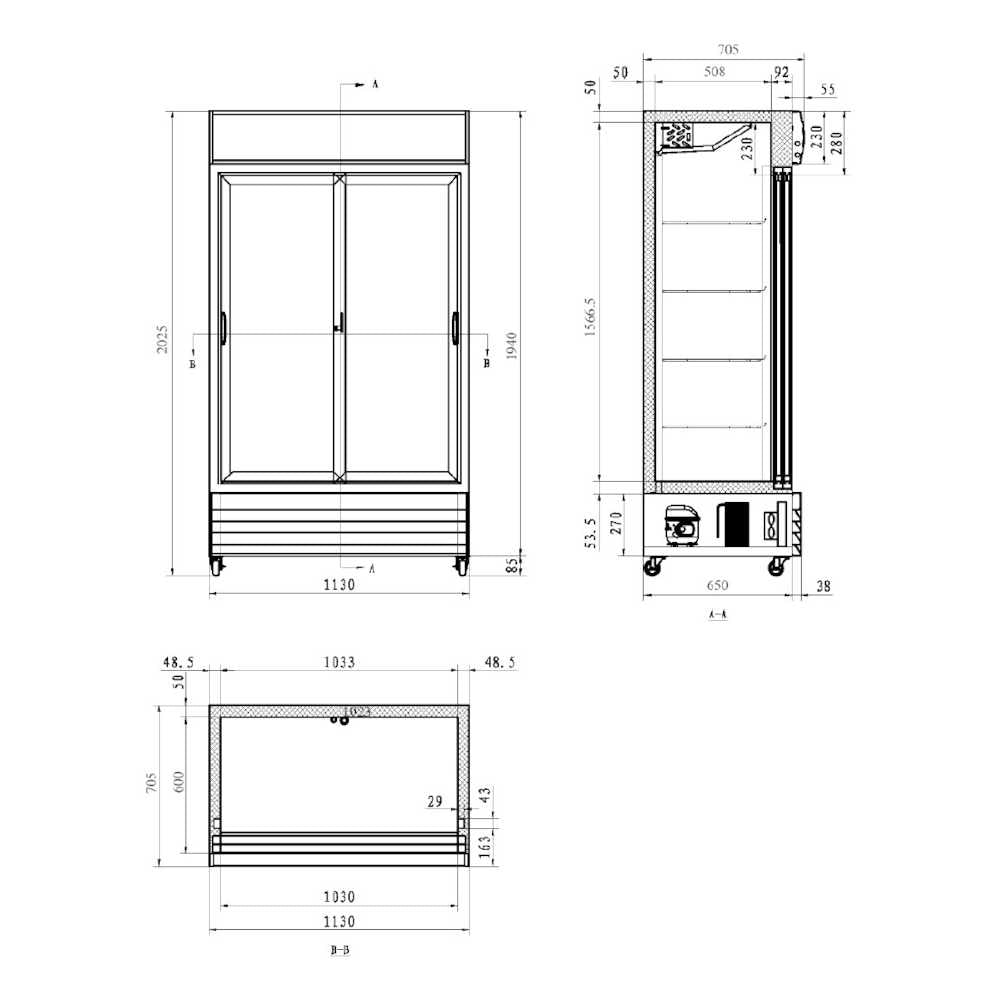 AG CU1000TNG-SD – 1000L Double Sliding Door Upright Display Fridge - Glass Door