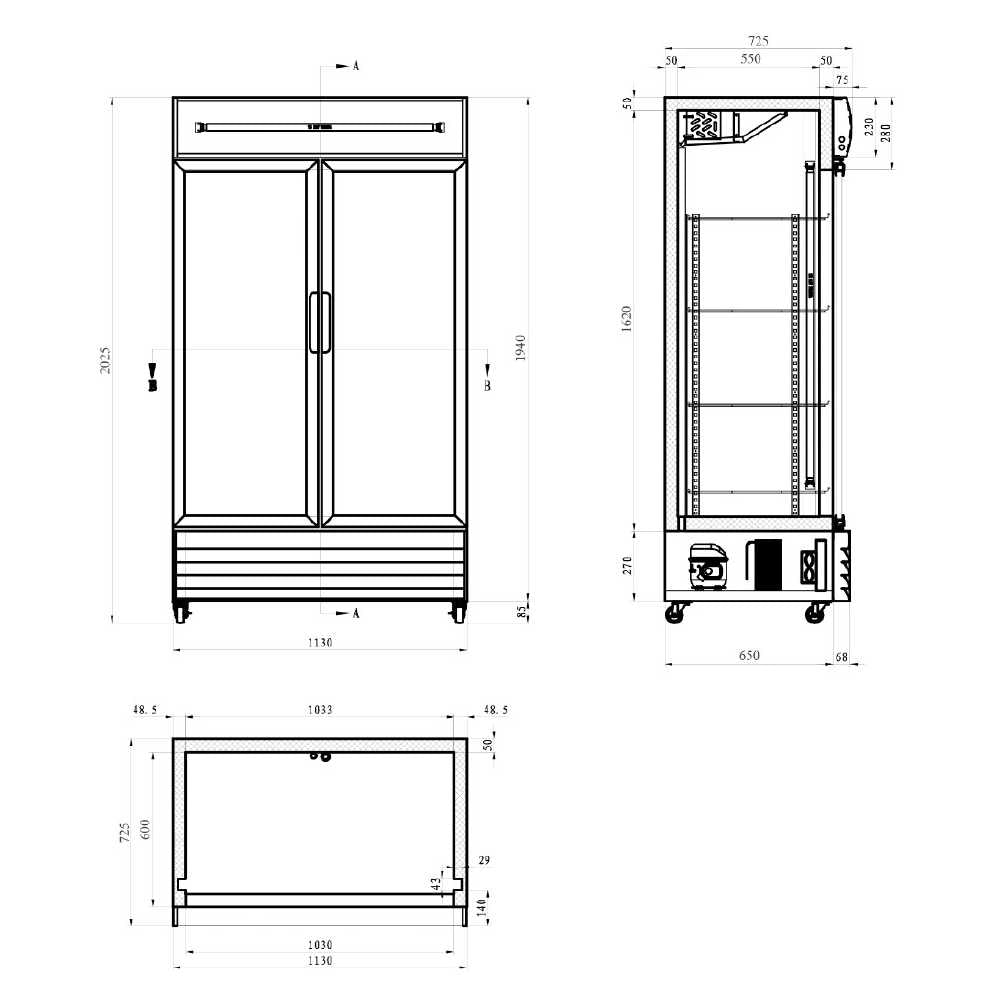 AG CU1000TNG – 1000L Double Door Upright Display Fridge - Glass Door
