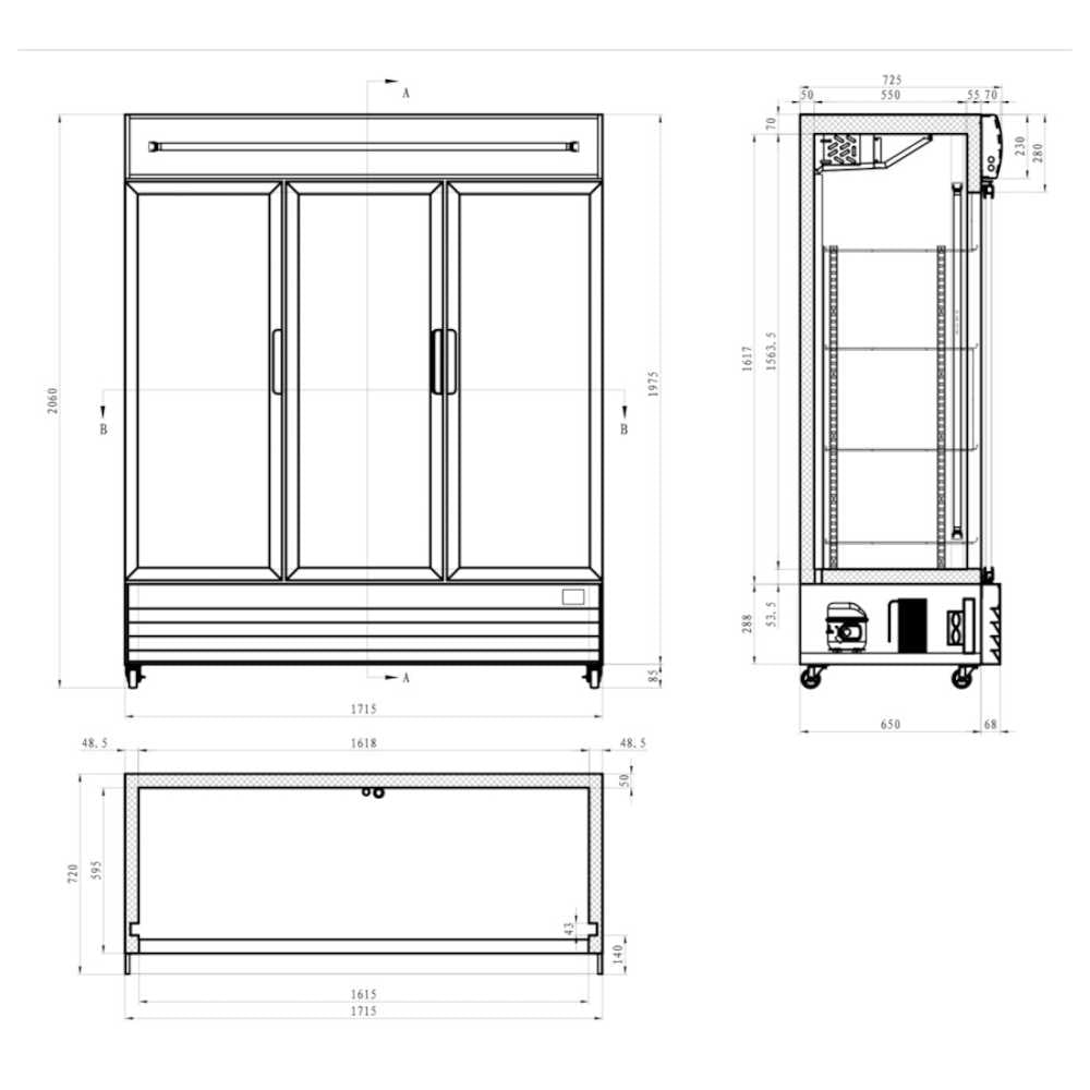 AG CU1500TNG – 1500L Triple Door Upright Display Fridge - Glass Door