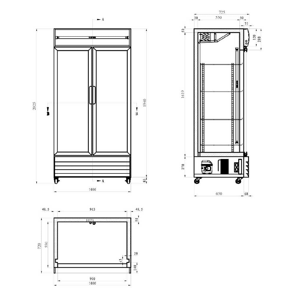 AG CU800TNG – 800L Double Door Upright Display Fridge - Glass Door