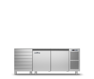 Coldline - 2 Door + Drawers Pizza Preparation Counter with no worktop -2°+8°C - TZS13/1MC