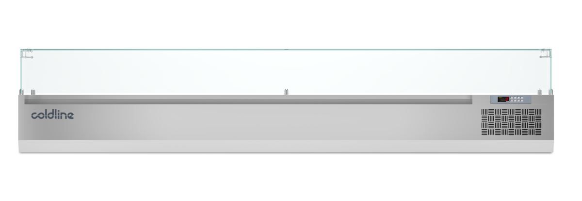 Coldline - 2560mm Display Case with Glass Sneeze Guard - VP25/13NL