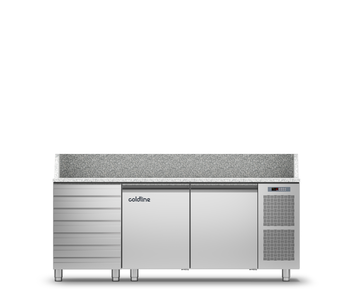 Coldline - 2 Door + Drawers Pizza Preparation Counter with Granite worktop -2°+8°C - TZ13/1MC