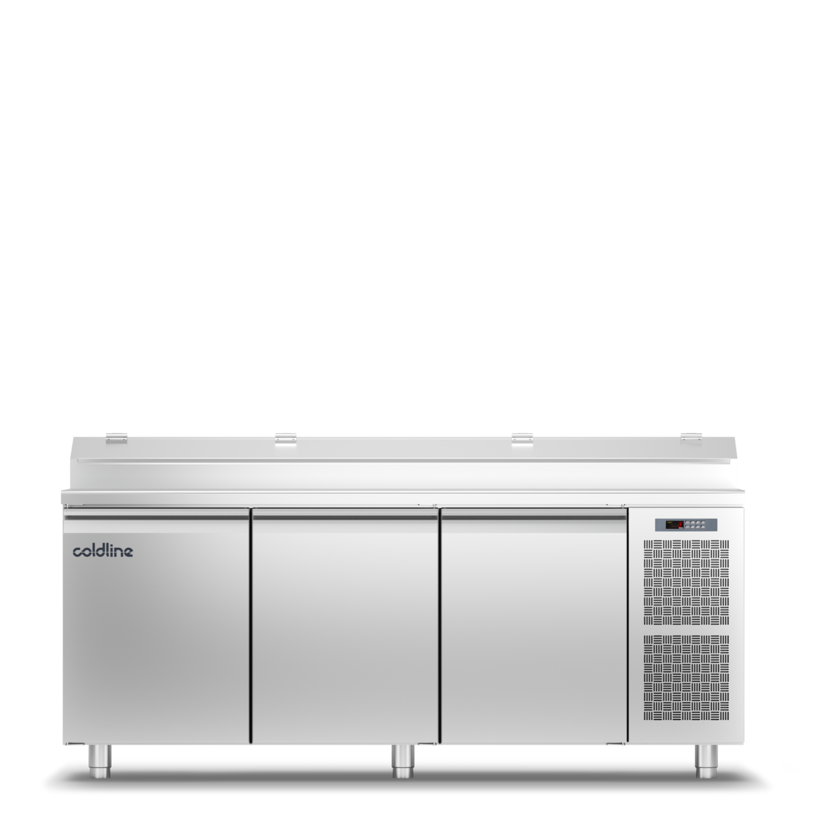 Coldline - 3 Door EN60x40 Prep Station with inbuilt GN1/3 pan holder & stainless steel worktop -2°+8°C - TV17/1MZ-1/3