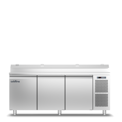 Coldline - 3 Door EN60x40 Prep Station with inbuilt GN1/3 pan holder & stainless steel worktop -2°+8°C - TV17/1MZ-1/3
