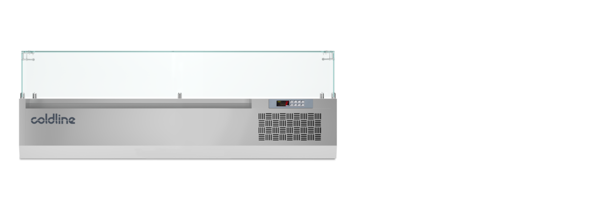 Coldline - 1450mm Display Case with Glass Sneeze Guard - VP14/6NL