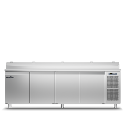 Coldline - 4 Door EN60x40 Prep Station with inbuilt GN1/3 pan holder & stainless steel worktop -2°+8°C - TV21/1MZ-1/3