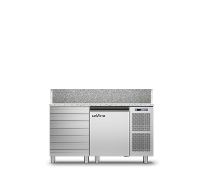 Coldline - 1 Door + Drawers Pizza Preparation Counter with Granite worktop -2°+8°C - TZ09/1MC