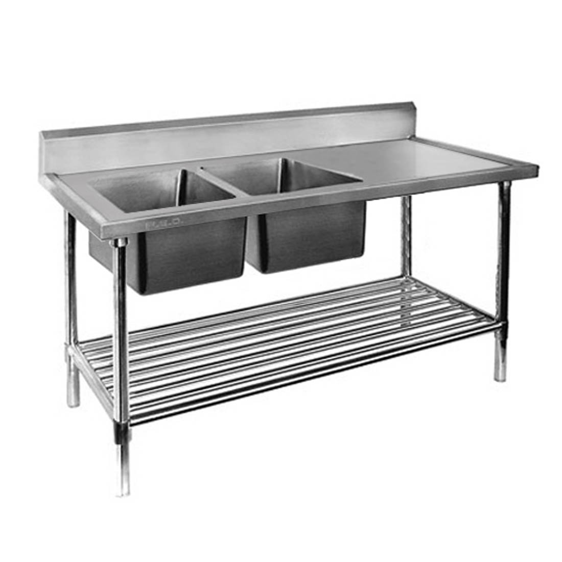 DSB6-1500L/A – Double Left Sink Bench with Pot Undershelf