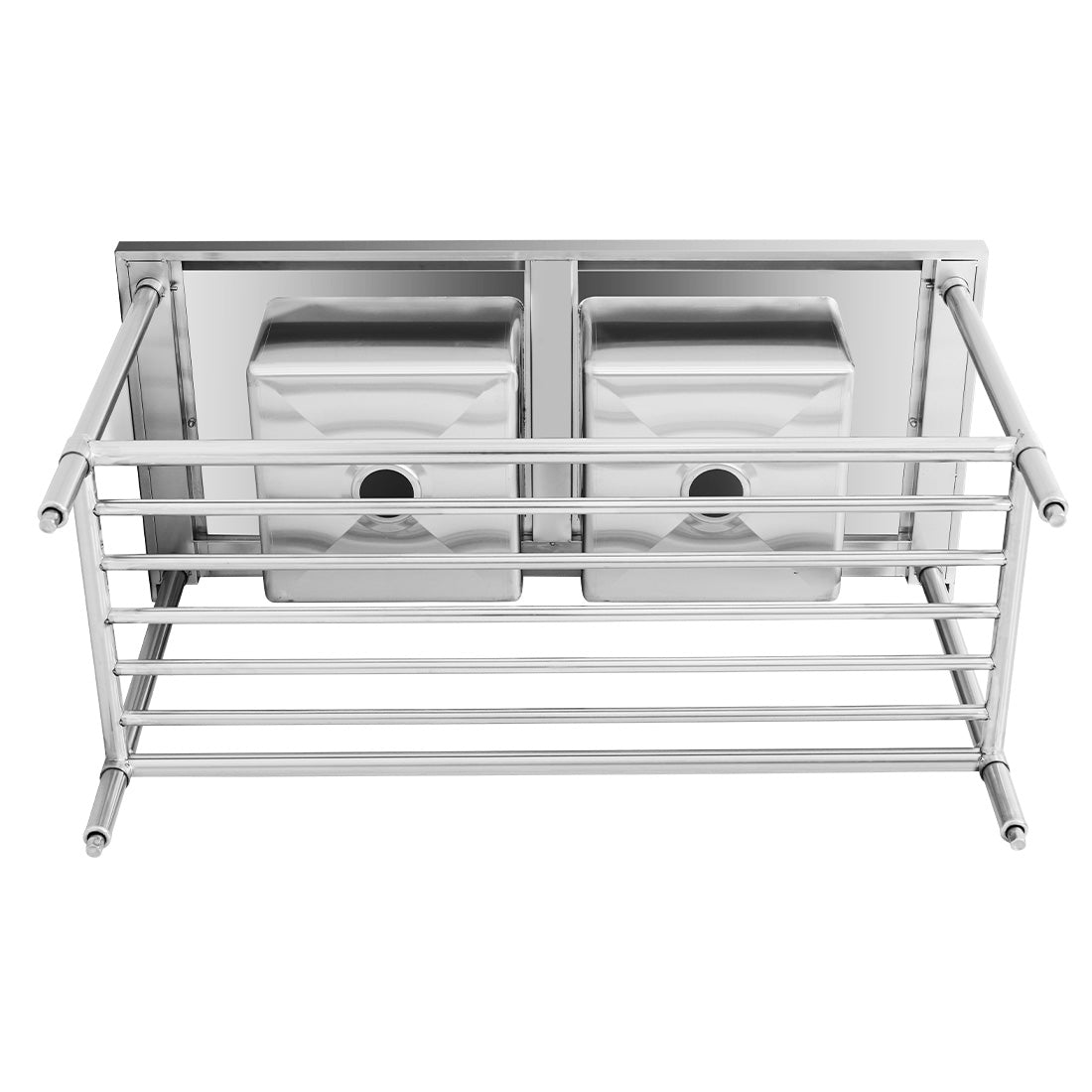 Modular System Double Centre Sink Bench with Pot Undershelf – DSB7-1500C/A
