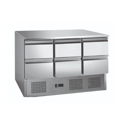 6 drawers S/S Compact Workbench Fridge – GNS1300-6D