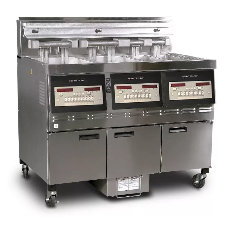 Henny Penny GVE 073FFF – Triple Well Open Fryer – Triple Well Filter Fryer