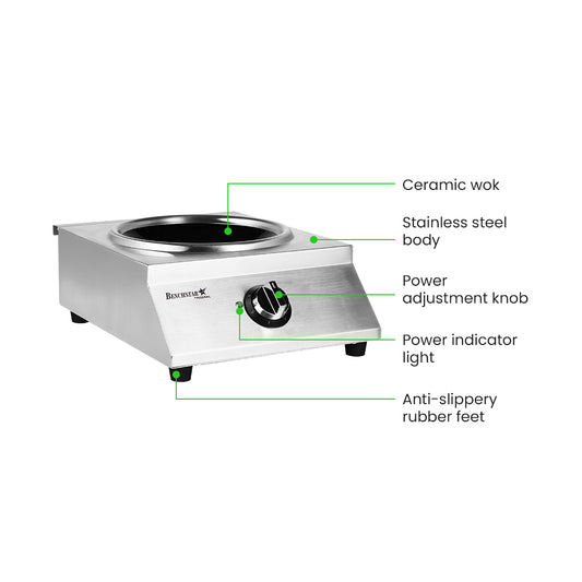 Benchstar Ceramic Induction Wok w/ Stainless Steel Body IW500