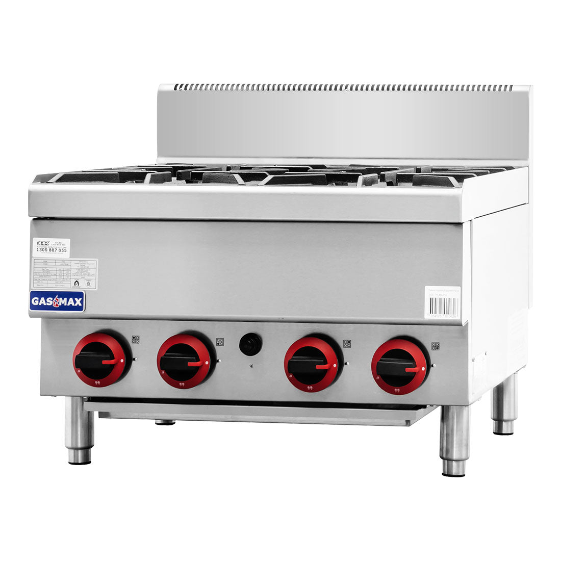 Gasmax Benchtop Natural Gas 4 Burner Cooktop w/ Splashback – JUS-TR-4B