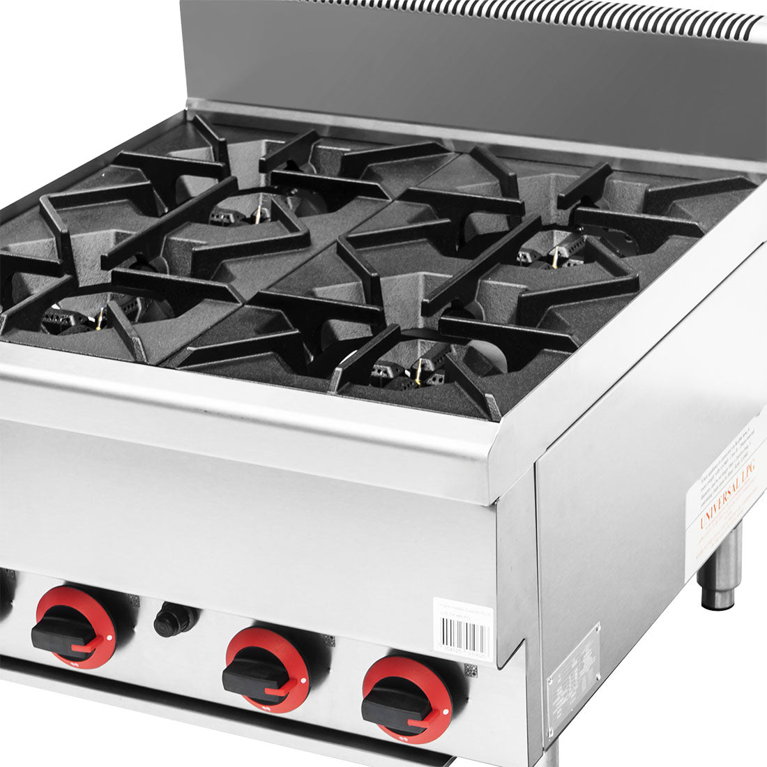 Gasmax Benchtop Natural Gas 4 Burner Cooktop w/ Splashback – JUS-TR-4B