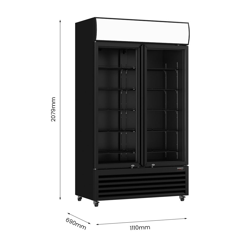 Thermaster Colourbond Upright Beverage Fridge 2 Doors Black – LG-1000BP