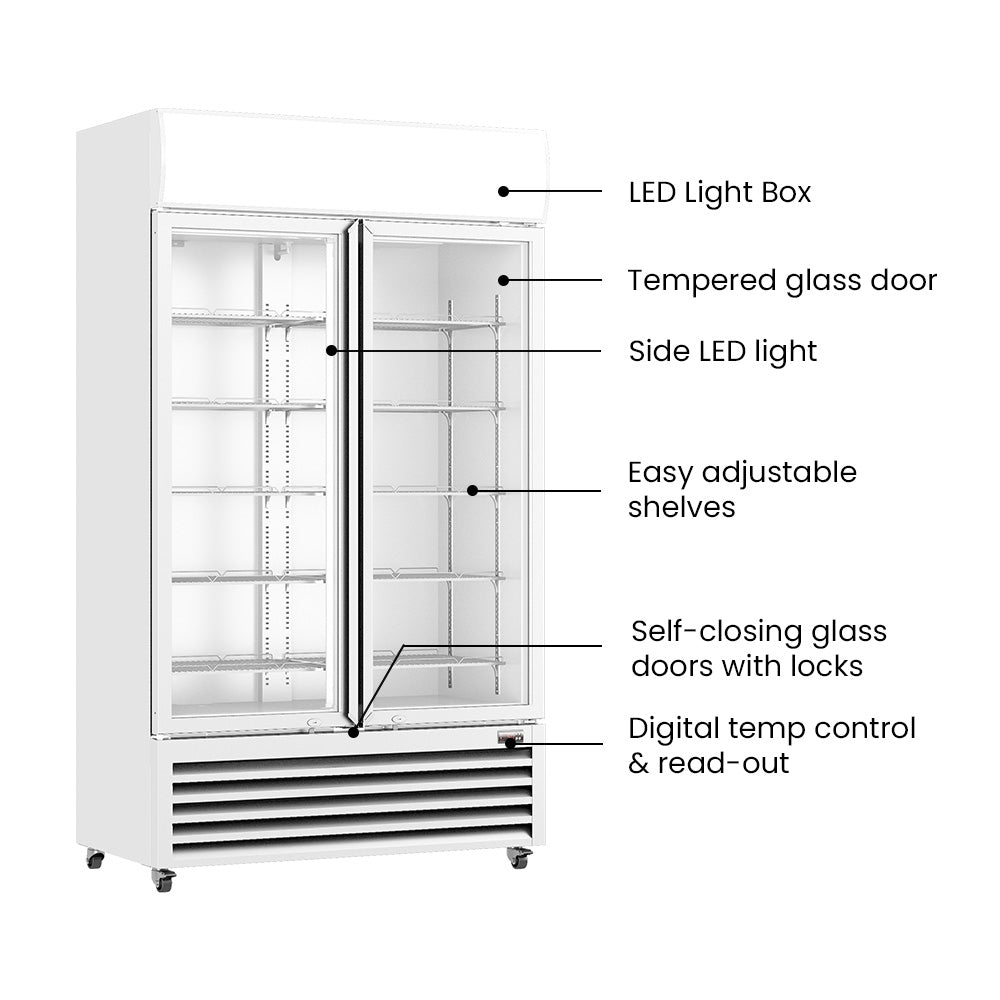 Thermaster Colourbond Upright Beverage Fridge 2 Doors White – LG-1000P