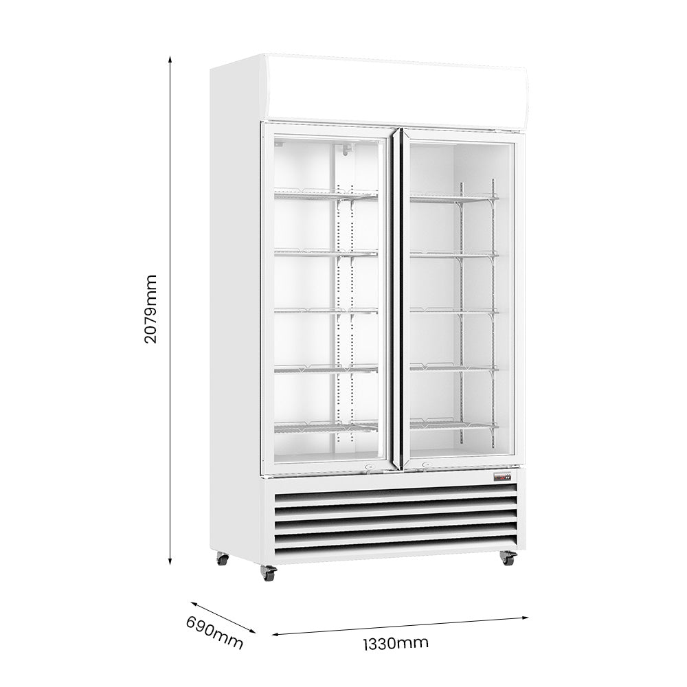 Thermaster Large Two Glass Door Colourbond Upright Drink Fridge – LG-1200P