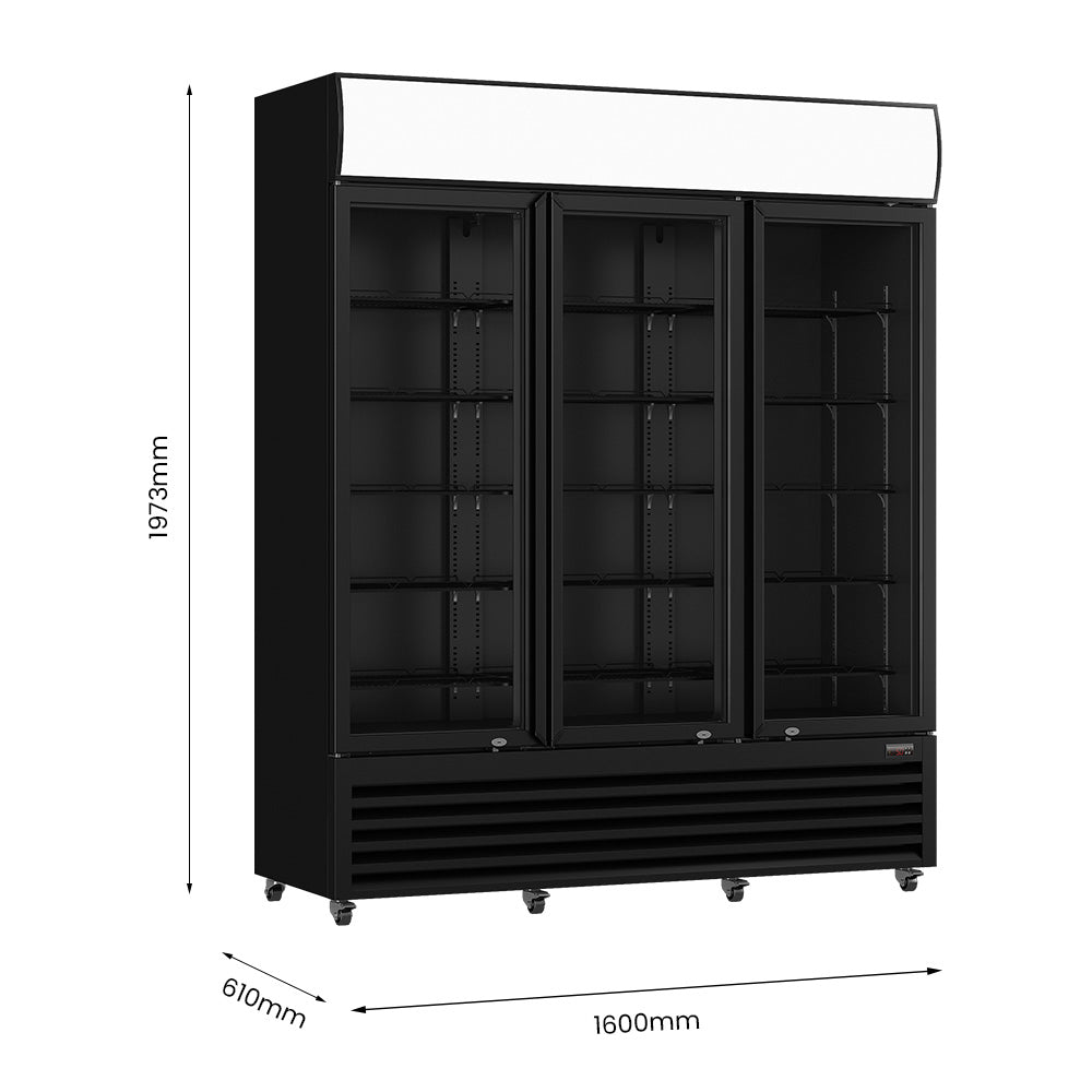 Thermaster Three Glass Door Colourbond Upright Drink Fridge – LG-1203BP