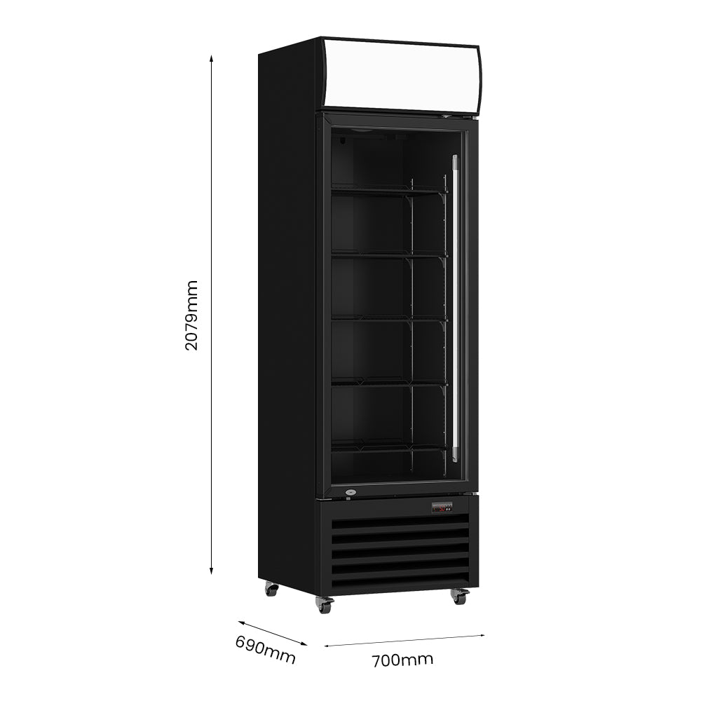 Thermaster Single Glass Door Black Colourbond Upright Drink Fridge – LG-540BP