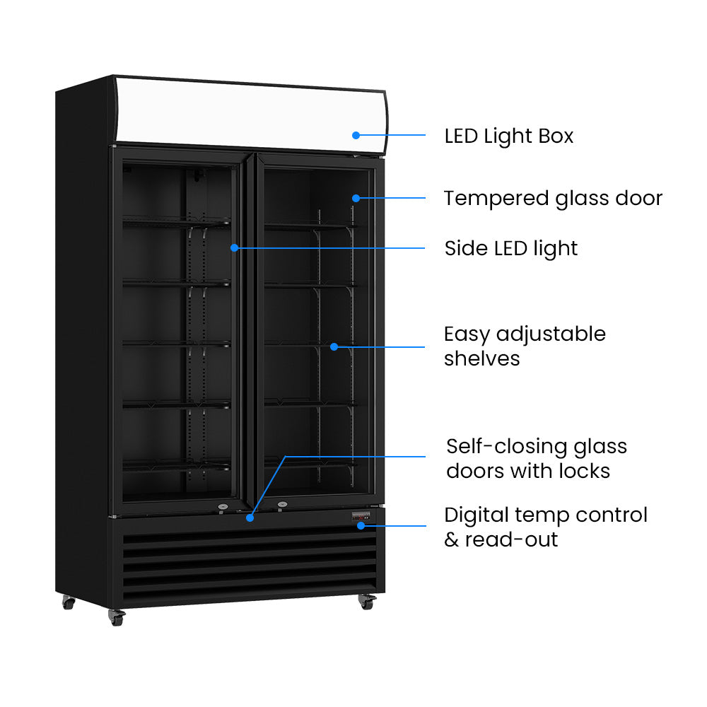 Thermaster Two Glass Door Colourbond Upright Drink Fridge – LG-730BP