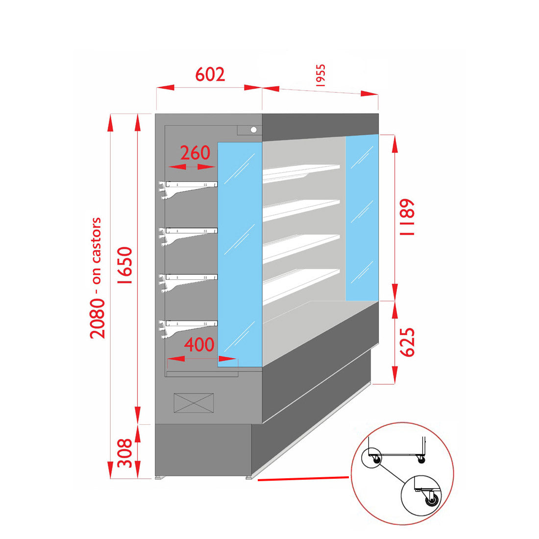 Tecnodom Open Chiller with 4 Shelves – TDVC60-CA-187