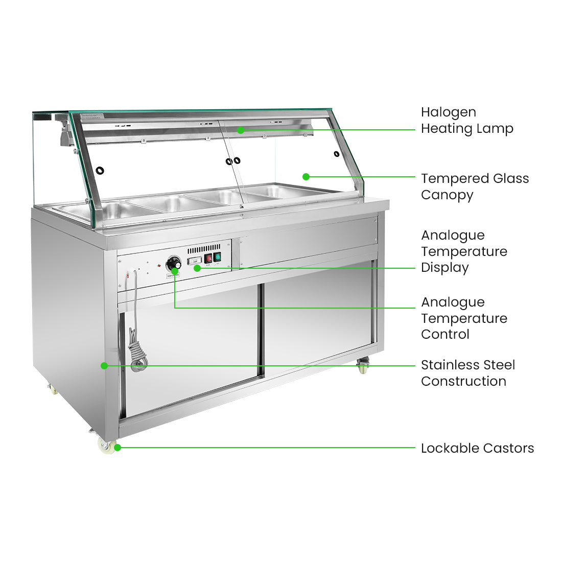 Thermaster Wet and Dry Bain Marie Display 4x1/1 GN Pans – PG150FE-XG