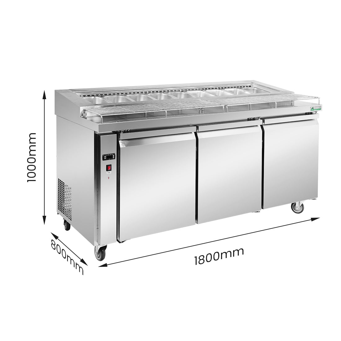 Thermaster three door DELUXE Pizza Prep Bench – PWB180