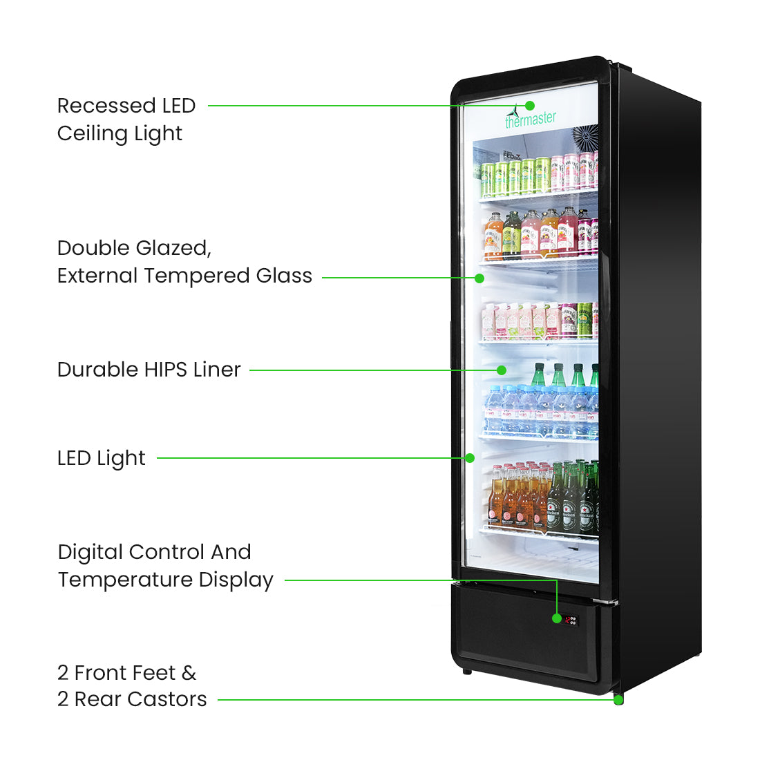 Thermaster Upright Glass Door Beverage Fridge – SDC-343B