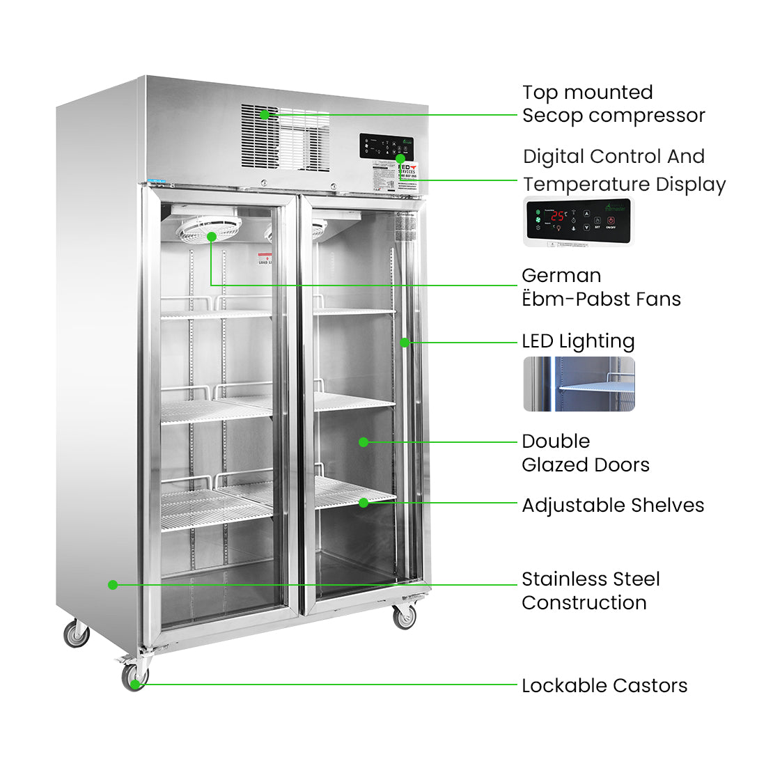 Thermaster Double Door Upright Display Fridge – SUCG1000