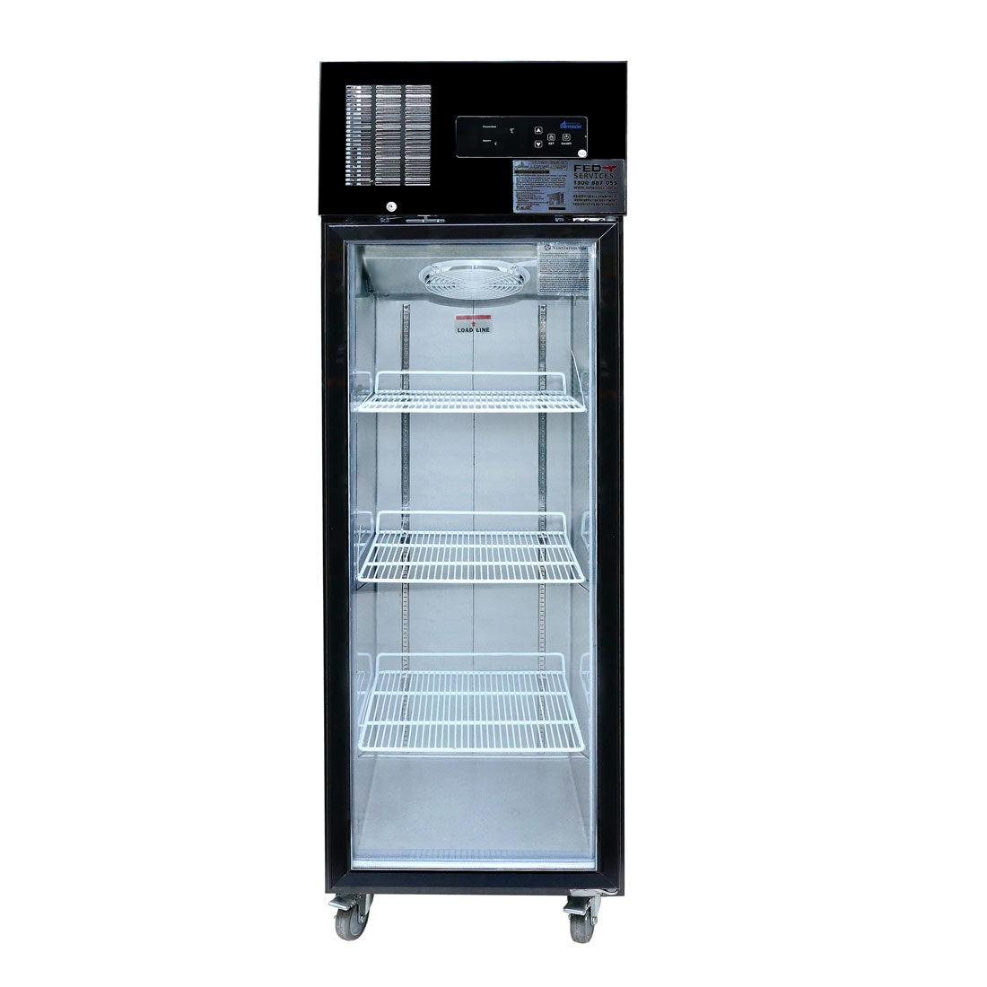 Single Glass Door Upright Fridge Black Stainless Steel – SUCG500B