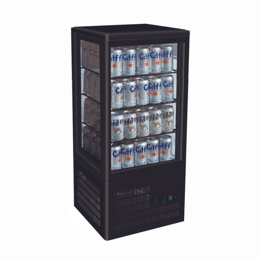 Thermaster Four-Sided Countertop Beverage Display Fridge Black – TCBD78B