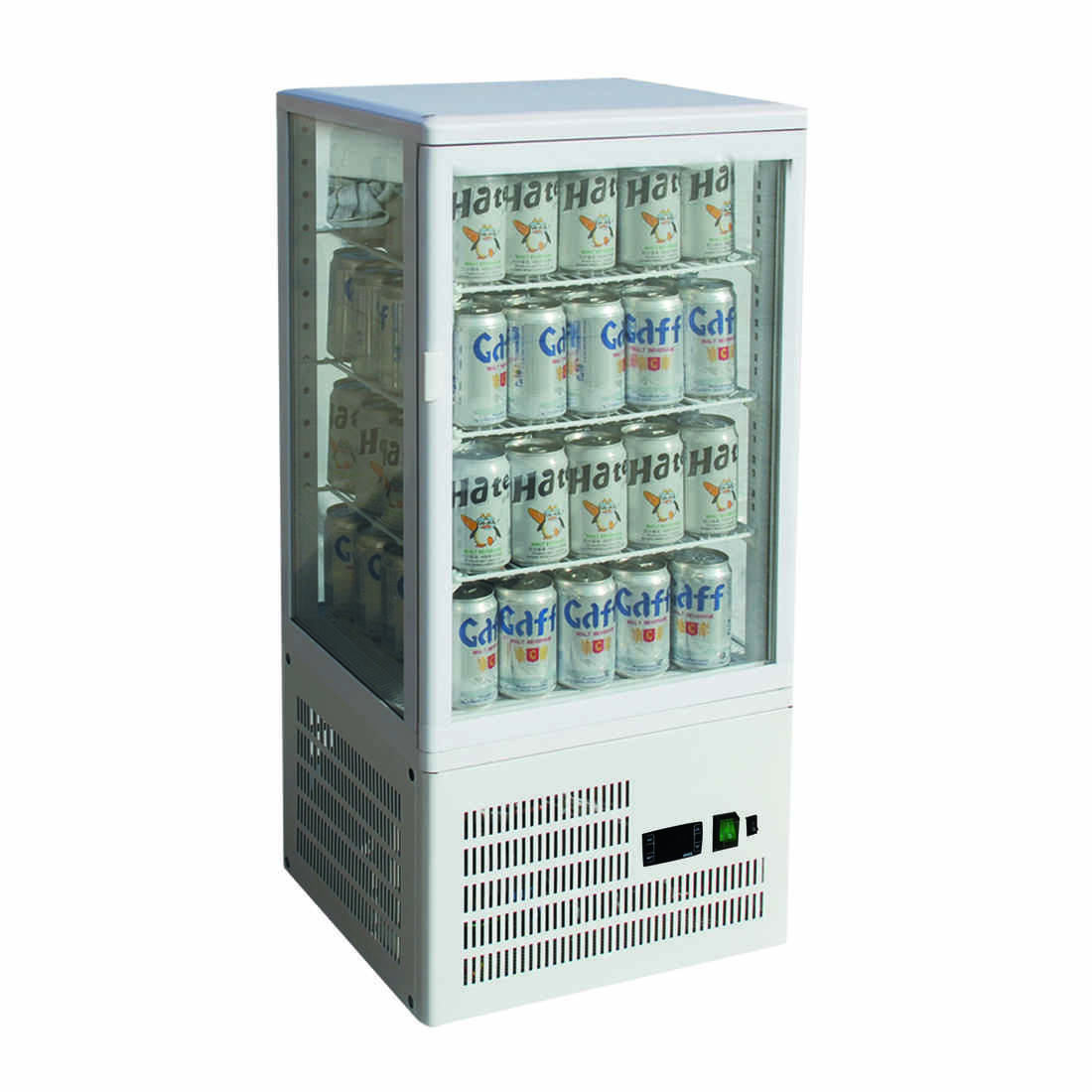 Thermaster Four-Sided Countertop Beverage Display Fridge White – TCBD78W
