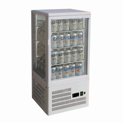 Thermaster Four-Sided Countertop Beverage Display Fridge White – TCBD78W