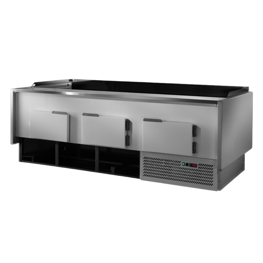 Tecnodom Serie MR80 Black 1520mm Self-serving Deli Display with Storage and Castors – TDMR-0815SELF