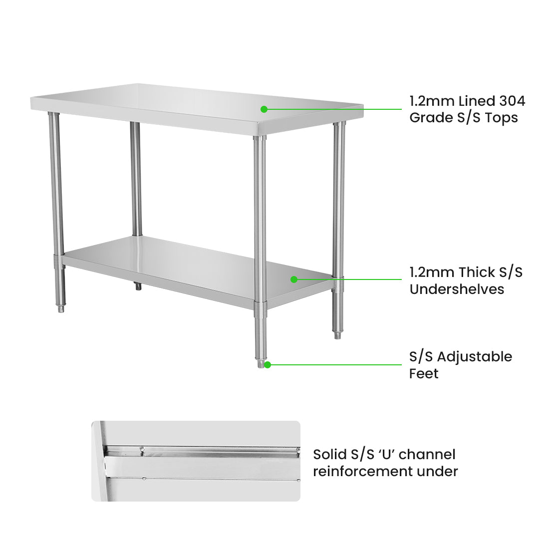 WB7-0900/A Stainless Steel Workbench
