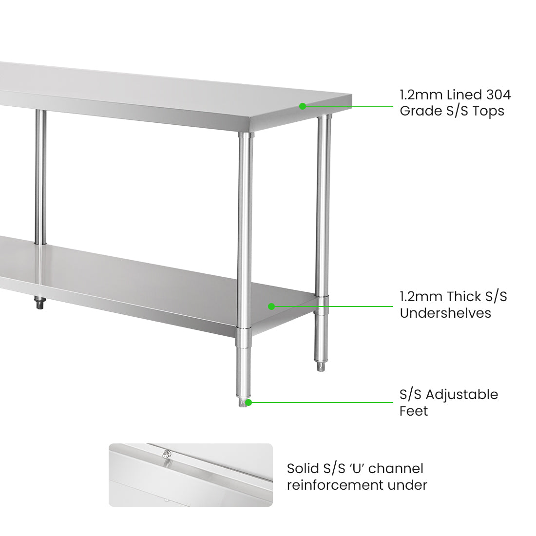 WB6-2100/A Stainless Steel Workbench