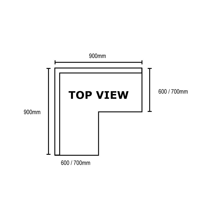 WBCB6-0900/A – Corner Workbench, 150mm Splashback & Undershelf