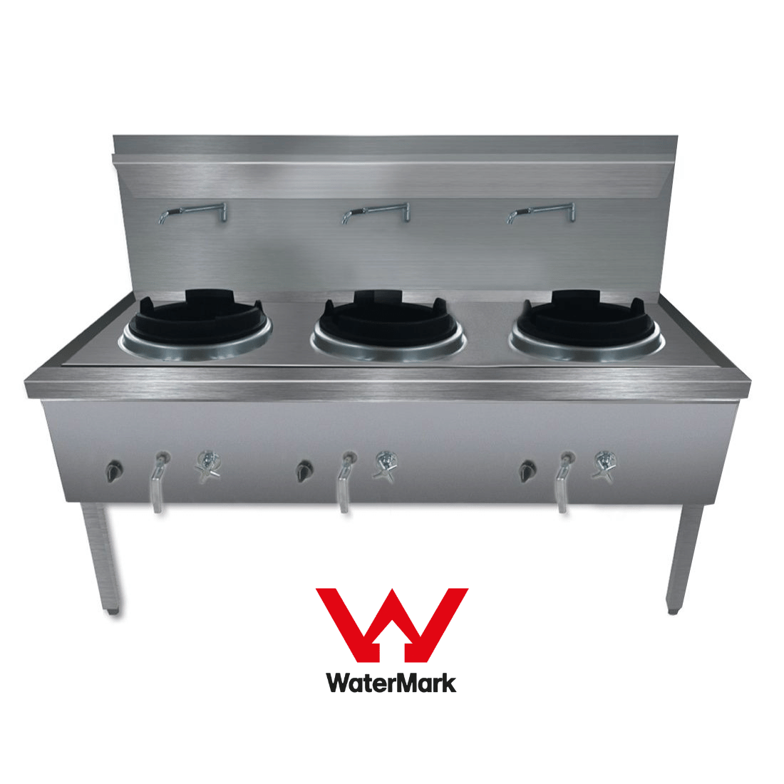 Gasmax Stainless Steel Waterless Nature Gas Triple Wok Chimney Burner – WW-3NC