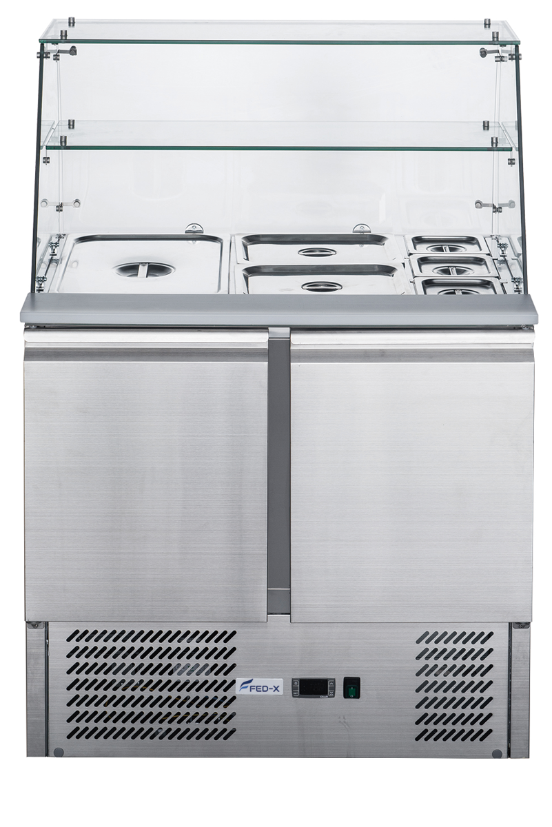 FED-X Two Door Salad Prep Fridge with Glass Top – XS900GC