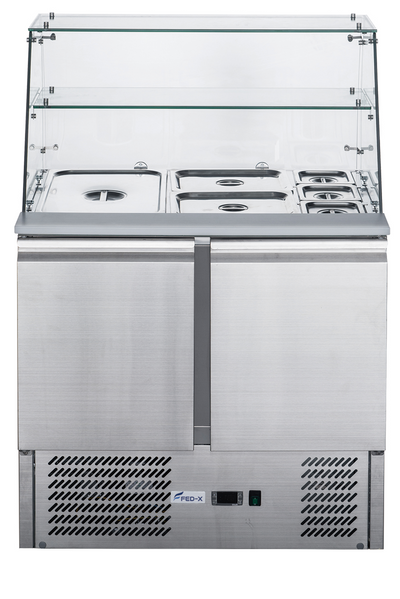 FED-X Two Door Salad Prep Fridge with Glass Top – XS900GC