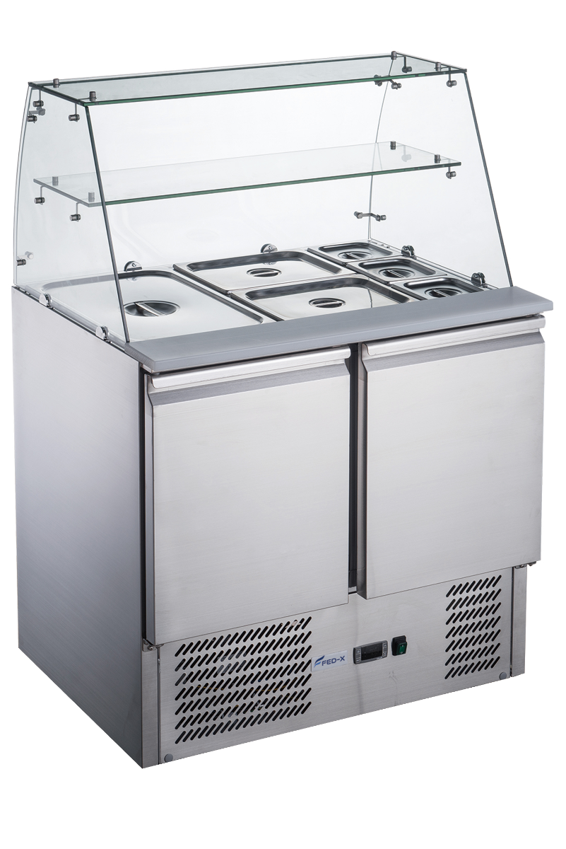 FED-X Two Door Salad Prep Fridge with Glass Top – XS900GC
