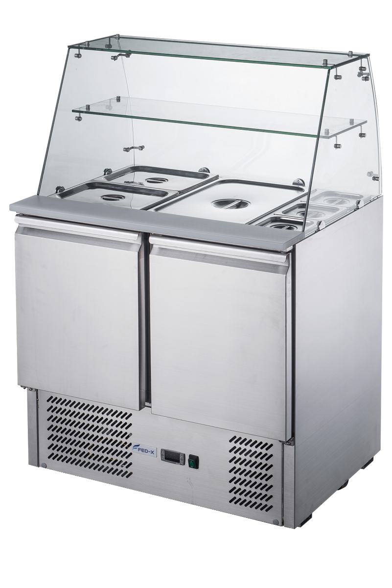 FED-X Two Door Salad Prep Fridge with Glass Top – XS900GC