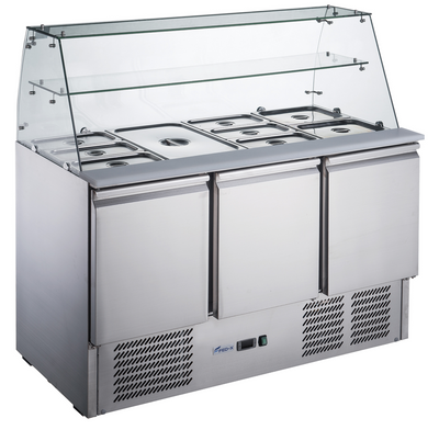 FED-X Three Door Salad Prep Fridge with Glass Top – XS903GC