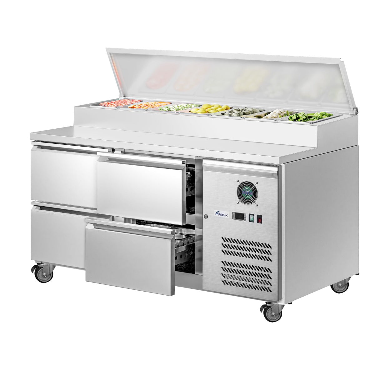 FED-X S/S Four Drawer Sandwich Counter – XSS7C13S2V-4D