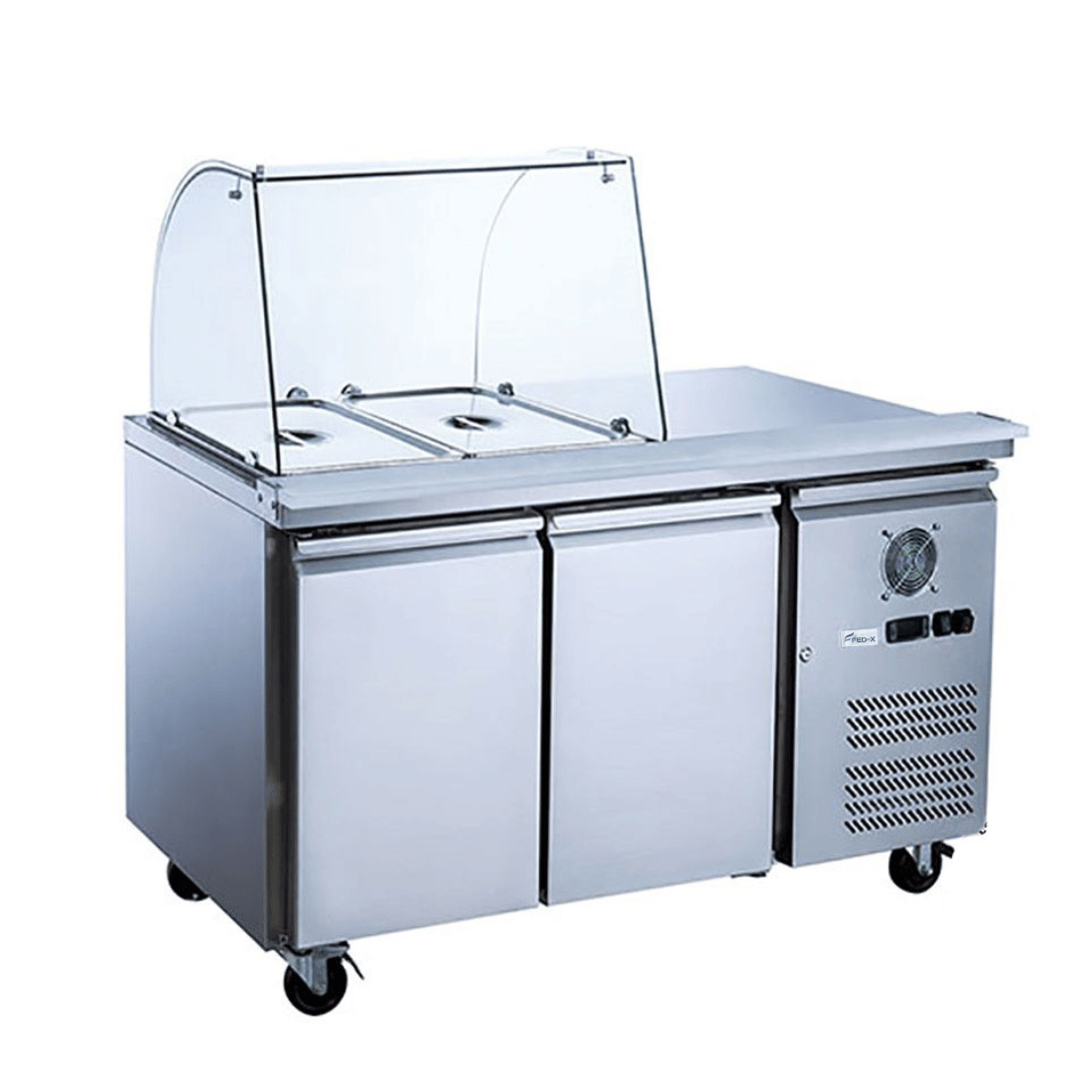 FED-X Two Door Salad Prep Fridge with Curve Glass Top – XTHP2100SALGC