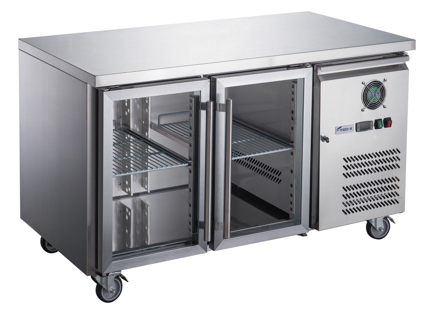 FED-X Two Glass Door Bench Fridge Stainless Steel – XUB6C13G2V