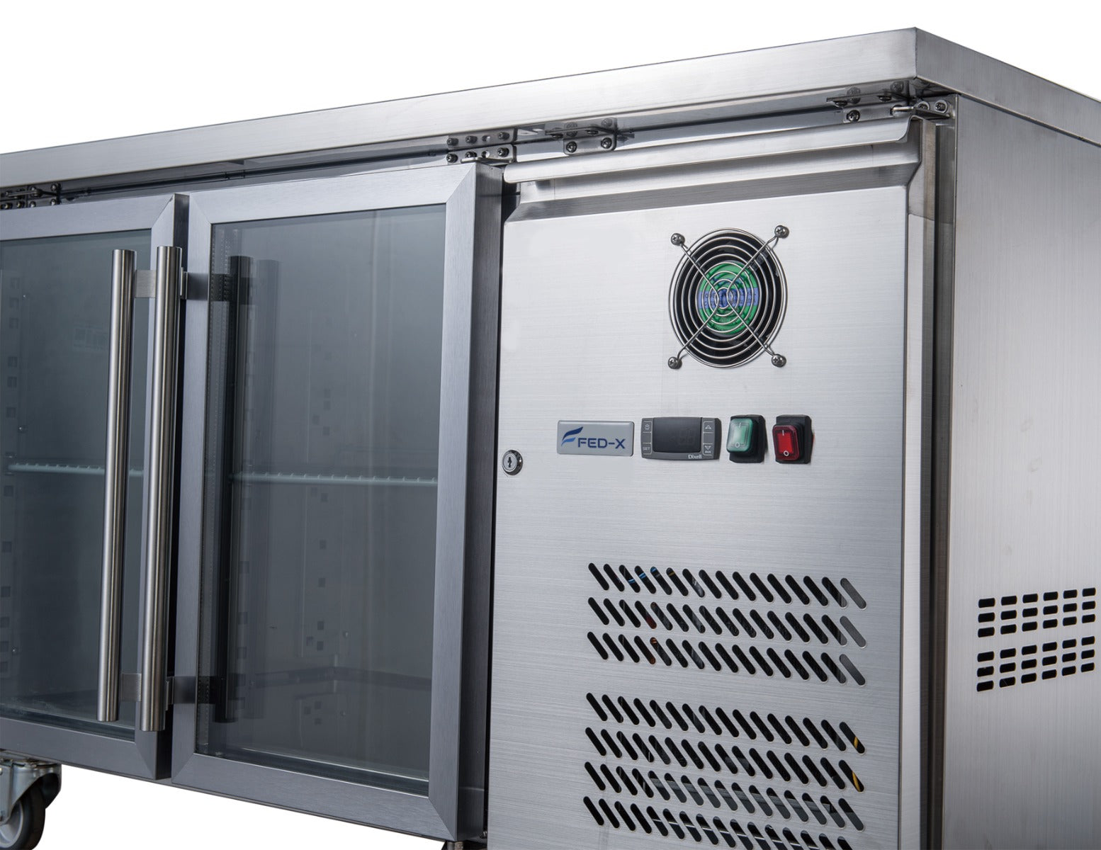 FED-X Two Glass Door Bench Fridge Stainless Steel – XUB6C13G2V